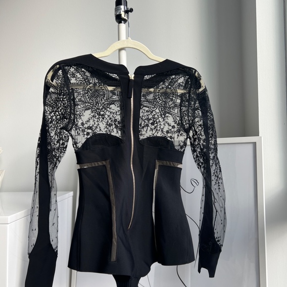 La Perla Black Label Ultra Rare Desire Neoprene Lace Zipper Bodysuit (Black) - Picture 6 of 10